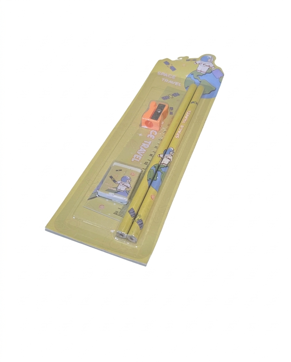 Packaged pencils with a sharpener and eraser, party favour bag, loot bag filler 