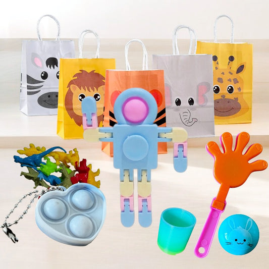 Transformable and Spinner Fingertip Robot  - Pre Filled Party Bag for Kids - 6 items included